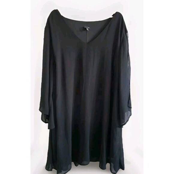 Torrid  Dress Womens Size 4 Black Cold Shoulder Sheer Split Sleeve Event - Picture 1 of 11